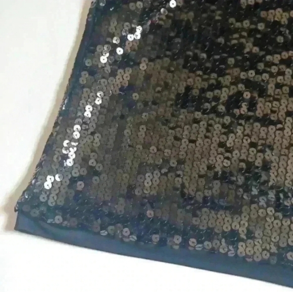 August Silk Womens Elegant Black Sequin Short Sleeve Top - Picture 9 of 12